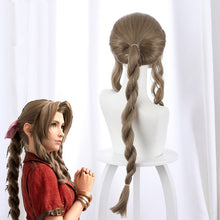 Load image into Gallery viewer, Aerith Gainsborough Cosplay Wig Final Fantasy VII Remake Alice Hair Women Ponytail and Free Bow Headwear+Wig Cap - CosCouture
