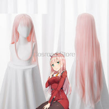 Load image into Gallery viewer, Cosroad Anime DARLING in the FRANXX 02 Zero Two Cosplay Wigs+Headwear Zero Two  02 Pink Long Straight Hair + Hair Clip - CosCouture
