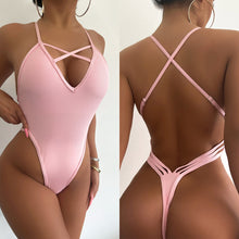 Load image into Gallery viewer, 2022 New One-Piece Swimsuit Pure Color Bikini European and American Ladies Spicy Girl T-Back Seaside All-in-One Bikini
