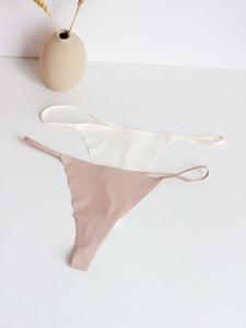 Fashion Pieces Sexy Seamless Cotton Crotch T-Shaped Panties Minimalist Metal Ring One-Piece Thin Belt Low Waist T-String for Women Inner