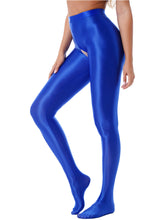 Load image into Gallery viewer, Womens Glossy Crotchless Pantyhose Sexy High Waist Oily Shiny Tights Leggings pants Exotic Wetlook Open Crotch  Nightwear
