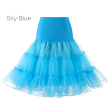 Load image into Gallery viewer, Free Short Organza Halloween Petticoat Lolita Rockabilly Ruffle Vintage Women&#39;s 50s Crinoline Tutu Underskirt 26&quot; For Cosplay
