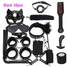 Load image into Gallery viewer, Sexy Leather BDSM Kits Plush Sex Bondage Set Handcuffs Sex Games Whip Gag Nipple Clamps Sex Toys For Couples Exotic Accessories

