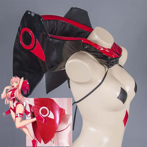 02 DARLING in the FRANXX Anime Cosplay Zero Two Cosplay props cab helmet 02 sexy leather lingeries Black white red Halloween pro