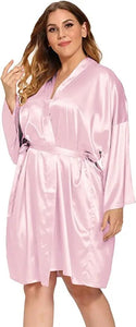 Loose Women Sexy Sleepwear Oversize Nightdress Satin Silky Kimono Bathrobe Gown Casual Intimate Lingerie Bridal Wedding Gift 3XL