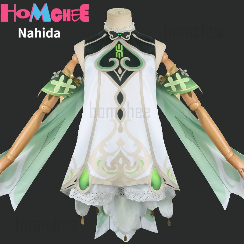 Genshin Impact Nahida maid Cosplay Costume Lesser Lord Kusanali Wig Cute style Dress Nahida Genshin Cosplay for Women Kids