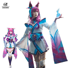 Load image into Gallery viewer, ROLECOS LOL Spirit Blossom Ahri Cosplay Costume Ahri Cosplay Wig Game LOL Ahri Costume Women Kimono Hanfu Full Set Chinese Dress
