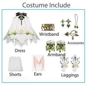 Genshin Impact Nahida maid Cosplay Costume Lesser Lord Kusanali Wig Cute style Dress Nahida Genshin Cosplay for Women Kids