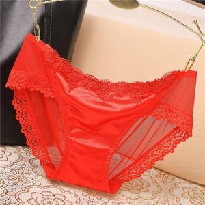 Sexy Lace Knickers Women Underwear Briefs Seamless Panties Shiny Satin Lady