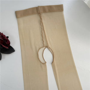 Women Open Crotch Pantyhose Ladies Socks Summer Ultra-thin Transparent Sexy Temptation 0D Black Silk Crotchless Sheer Stockings