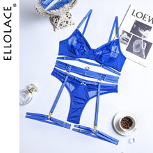 Load image into Gallery viewer, Ellolace Lingerie Women&#39;s Underwear Set Lace Sensual Erotic Bilizna Brief Sets Garters Transparent Seamless Sexy Mujer Puta
