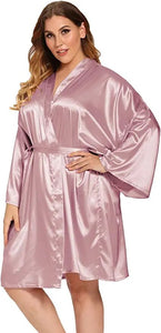 Loose Women Sexy Sleepwear Oversize Nightdress Satin Silky Kimono Bathrobe Gown Casual Intimate Lingerie Bridal Wedding Gift 3XL