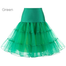 Load image into Gallery viewer, Free Short Organza Halloween Petticoat Lolita Rockabilly Ruffle Vintage Women&#39;s 50s Crinoline Tutu Underskirt 26&quot; For Cosplay
