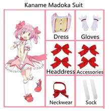 Load image into Gallery viewer, Anime Magical Girl Puella Magi Madoka Magica Akemi Homura Kaname Madoka Cosplay Costume Mahou Shoujo Wig Battle Suit Dress Skirt
