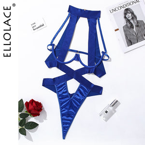 Ellolace Bandage Sexy Lingerie Bodysuit Women Halter Hollow Out Exotic Clothes Black Porn Bottom Sissy Hot Sensual Body