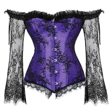 Load image into Gallery viewer, Sapubonva Corset Tops for Women with Sleeves Vintage Style Victorian Retro Burlesque Lace Corset and Bustiers Vest Fashion White
