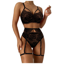 Load image into Gallery viewer, Hot Erotic Sexy Lingerie Set Women Push Up Bra Garter Set Lace Backless Straps Transparent Underwear Sets Plus Size Lenceria
