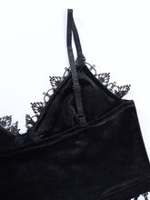 Load image into Gallery viewer, Goth Dark Mall Gothic Harajuku Velvet Camis Black Lace Trim Emo Alternative Aesthetic Crop Tops Women Backless Sexy Strap Tanks
