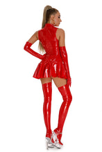 Load image into Gallery viewer, Sexy Womens Dress Clubwear Wetlook Latex Bodycon Costume Glossy Zipper Wet Look Pu Leather Sleeveless Pleated Dresses
