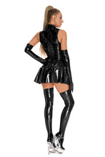 Load image into Gallery viewer, Sexy Womens Dress Clubwear Wetlook Latex Bodycon Costume Glossy Zipper Wet Look Pu Leather Sleeveless Pleated Dresses
