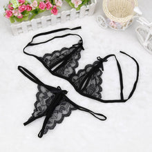 Load image into Gallery viewer, Hot Erotic Sexy Lingerie Set Women Push Up Bra Garter Set Lace Backless Straps Transparent Underwear Sets Plus Size Lenceria
