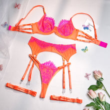 Load image into Gallery viewer, Yimunancy 3 Piece Contrast Color Lace Erotic Set Women 3 Colors Patchwork Sexy Push Up Lingerie Set Erotic Set
