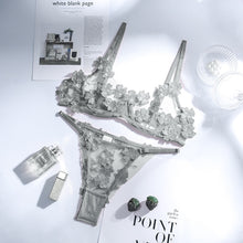 Load image into Gallery viewer, Yimunancy 2-Piece Flroal Bra Set Women 13 Colors Mesh Bra Underwire + Panty Underwear Set Ladies Cut Out Sexy Lingerie Set
