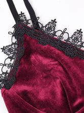 Load image into Gallery viewer, Goth Dark Mall Gothic Harajuku Velvet Camis Black Lace Trim Emo Alternative Aesthetic Crop Tops Women Backless Sexy Strap Tanks
