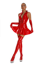 Load image into Gallery viewer, Sexy Womens Dress Clubwear Wetlook Latex Bodycon Costume Glossy Zipper Wet Look Pu Leather Sleeveless Pleated Dresses
