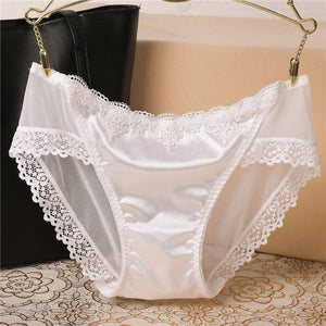 Sexy Lace Knickers Women Underwear Briefs Seamless Panties Shiny Satin Lady