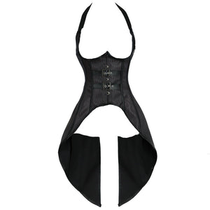 Punk Sexy Corset Bustier 2 Pieces Long Straps Blouse Top Vest Corsets Pirate Lingerie Irregular Plus Size Burlesque Costumes