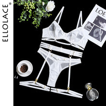 Load image into Gallery viewer, Ellolace Lingerie Women&#39;s Underwear Set Lace Sensual Erotic Bilizna Brief Sets Garters Transparent Seamless Sexy Mujer Puta
