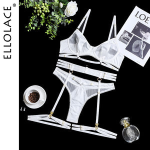 Ellolace Lingerie Women&#39;s Underwear Set Lace Sensual Erotic Bilizna Brief Sets Garters Transparent Seamless Sexy Mujer Puta