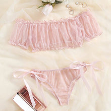 Load image into Gallery viewer, Sensual Lingerie Woman Sexy Bra Set See Through Exotic Sets Babydoll Lingerie Floral Off Shoulder Bralette Ruffle Sexy Underwear
