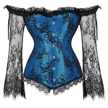 Load image into Gallery viewer, Sapubonva Corset Tops for Women with Sleeves Vintage Style Victorian Retro Burlesque Lace Corset and Bustiers Vest Fashion White

