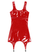 Load image into Gallery viewer, Sexy Womens Patent Leather Bodycon Mini Dresses with Metal Clips Wet Look Clubwear Costume Sleeveless Latex Tank Dresses
