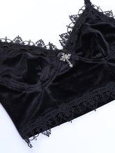 Load image into Gallery viewer, Goth Dark Mall Gothic Harajuku Velvet Camis Black Lace Trim Emo Alternative Aesthetic Crop Tops Women Backless Sexy Strap Tanks
