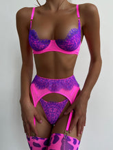 Load image into Gallery viewer, Yimunancy 3 Piece Contrast Color Lace Erotic Set Women 3 Colors Patchwork Sexy Push Up Lingerie Set Erotic Set
