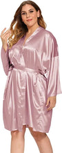 Load image into Gallery viewer, Loose Women Sexy Sleepwear Oversize Nightdress Satin Silky Kimono Bathrobe Gown Casual Intimate Lingerie Bridal Wedding Gift 3XL
