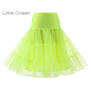 Free Short Organza Halloween Petticoat Lolita Rockabilly Ruffle Vintage Women's 50s Crinoline Tutu Underskirt 26" For Cosplay