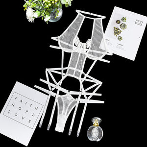 Yimunancy 2-Piece Cut Out Bra Set Women Hallow Out Bandage Underwear Set 3 Color Sexy Lingerie Set