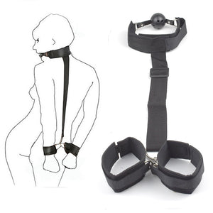 Nylon Erotic Restraints Kit Handcuffs Collar Slave Bondage BDSM Bondage Back Cuffs Sex Bondage Adult Toys for Couple