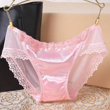 Load image into Gallery viewer, Sexy Lace Knickers Women Underwear Briefs Seamless Panties Shiny Satin Lady
