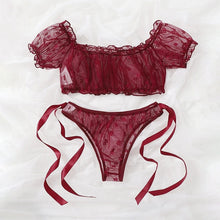 Load image into Gallery viewer, Sensual Lingerie Woman Sexy Bra Set See Through Exotic Sets Babydoll Lingerie Floral Off Shoulder Bralette Ruffle Sexy Underwear
