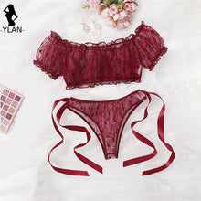 Load image into Gallery viewer, Sensual Lingerie Woman Sexy Bra Set See Through Exotic Sets Babydoll Lingerie Floral Off Shoulder Bralette Ruffle Sexy Underwear
