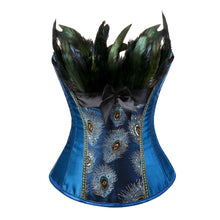 Load image into Gallery viewer, Women Sexy Peacock Feather Overbust Corset Princess Embroidery Burlesque Gothic Body Shaper Corsets Bustiers Lingerie Top
