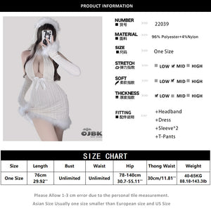 OJBK Bunny Girl Cosplay Costumes Halter Backless Plush Slim Bodycon Mini Dress Women Open Chest Kawaii Lovely Tempatation Furry