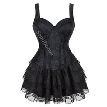 Load image into Gallery viewer, Corset Dresses Plus Size Gothic Tutu Skrits Overbust Corset Bustier With Straps Suspenders Zip Costume Party Sexy Burlesque
