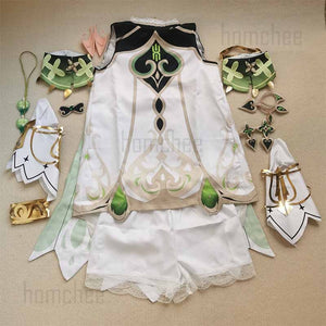 Genshin Impact Nahida maid Cosplay Costume Lesser Lord Kusanali Wig Cute style Dress Nahida Genshin Cosplay for Women Kids