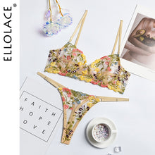 Load image into Gallery viewer, Ellolace Sexy Lingerie Fancy Lace Set Woman 2 Pieces Transparent Women&#39;s Underwear Embroidery Erotic Beautiful Bra And Panty Set
